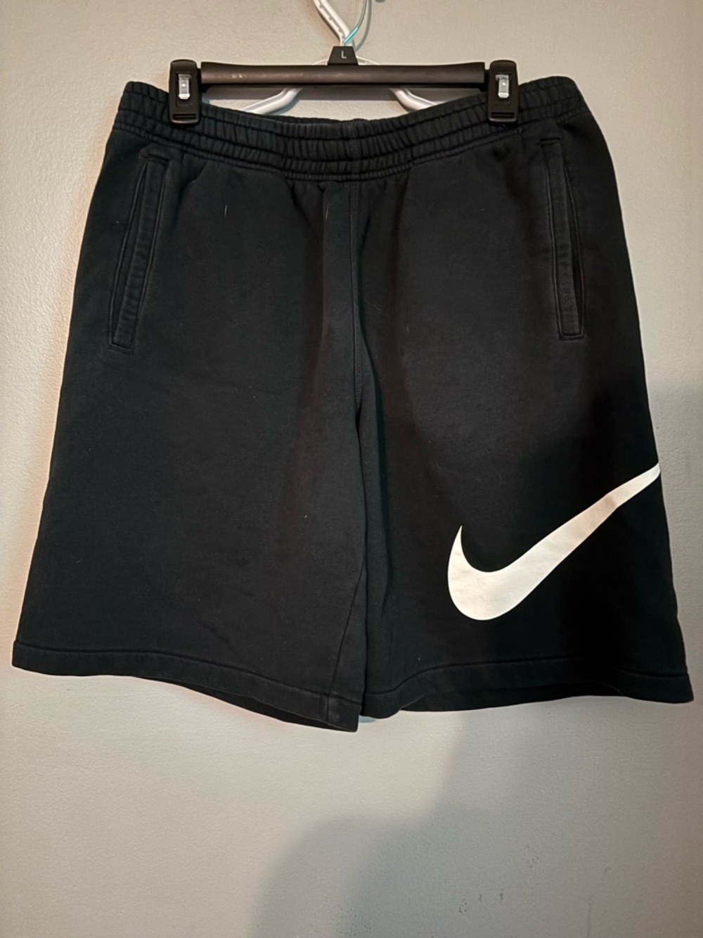 Nike Black Athletic Shorts with White Swoosh